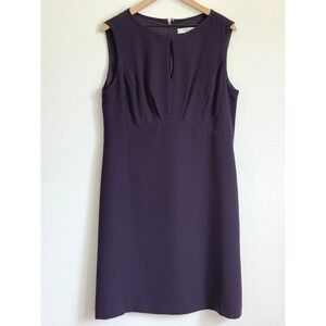 Dark Plum Purple Nine West Sheath Dress Keyhole Business Chic Size 16 Sheath